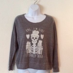 Gray lightweight sweatshirt  with graphic.